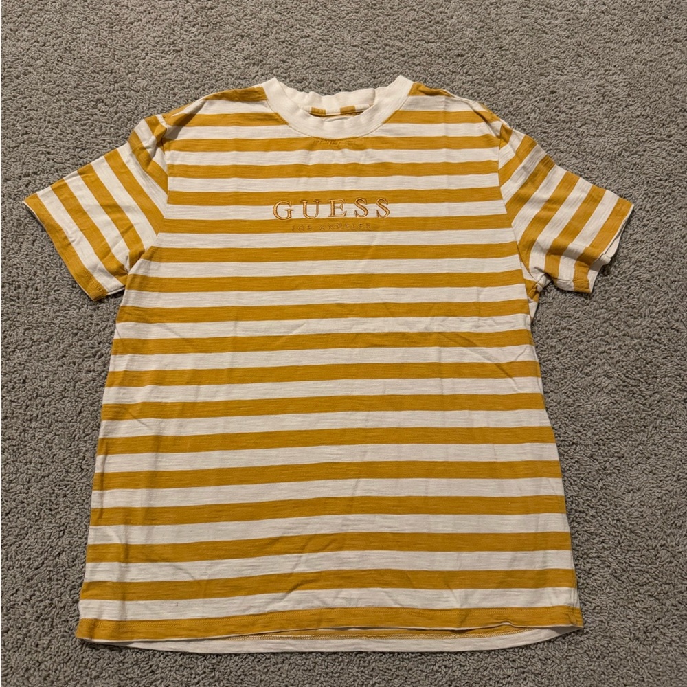 Guess Striped Tee in Mustard and Cream